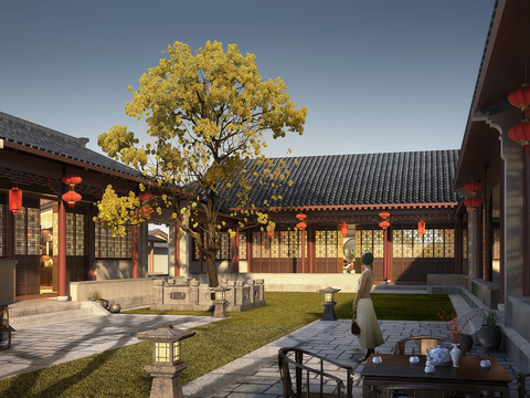 Chinese-style ancient courtyard house