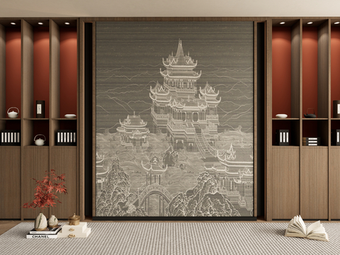 New Chinese Tea Cabinet Wall Decorative Wall