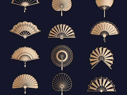 Japanese Fan Silhouette Wall Decorations