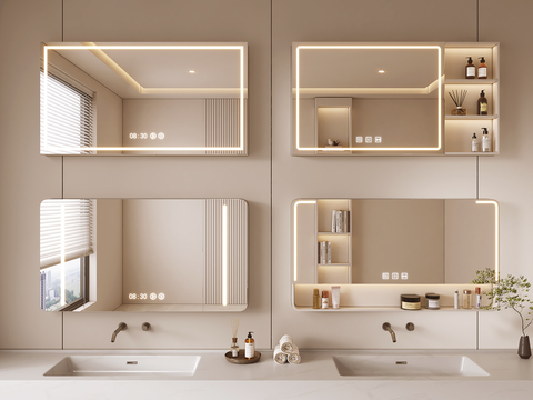 Cream Style smart mirror bathroom mirror cabinet