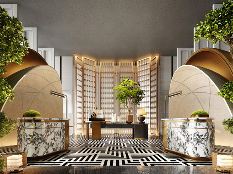 Modern Hotel Lobby Front Desk