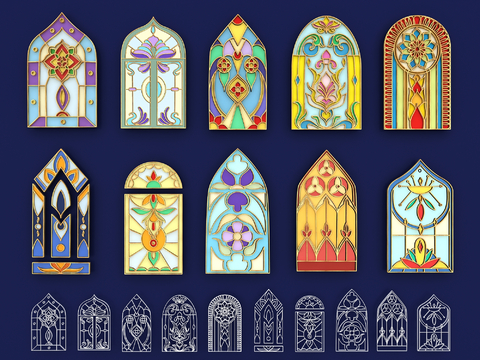 Gothic church window decoration glass doors and windows