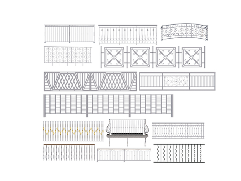 Modern Wrought Iron Railing Fence Guardrail Balcony Railing