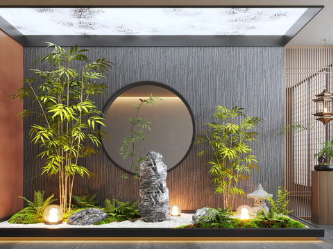 Neo-Chinese Style Interior Landscape Landscaping Tea Room Landscape