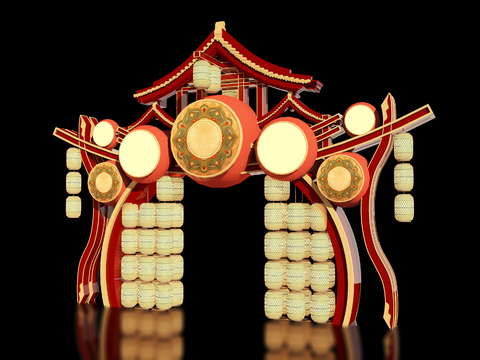 Neo-Chinese Style ancient building archway national tide national style beautiful Chen