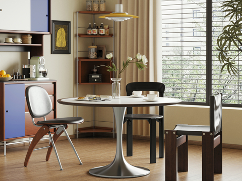 Middle Style Dining Table and Chair Round Table