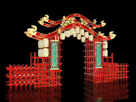 Neo-Chinese Style ancient building archway national tide beautiful Chen