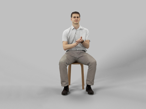 Character Men Sitting Posture Workplace Men Applause