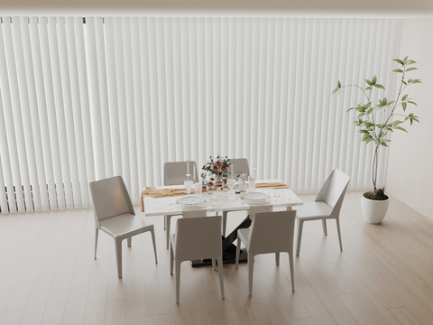 Modern long dining table and chair