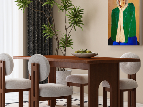 Middle style dining table and chair