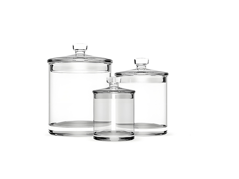 Glass jars, glass bottles, utensils