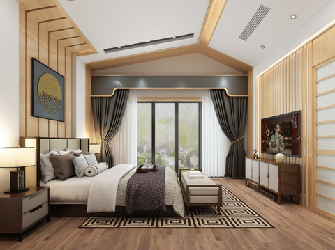 New Chinese-style master bedroom