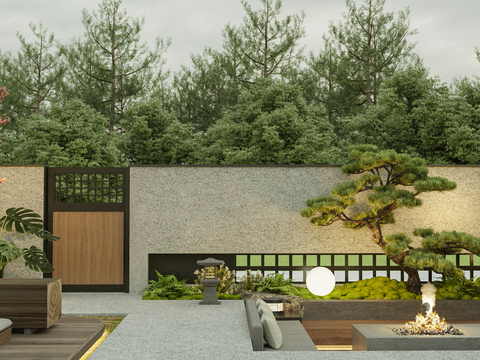 New Chinese-style Villa Courtyard Sinking Card Seat Garden