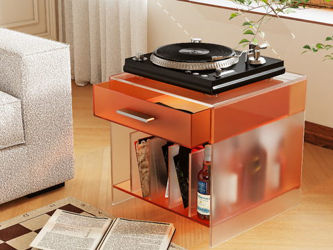 Acrylic Side Table Record Cabinet Side Cabinet