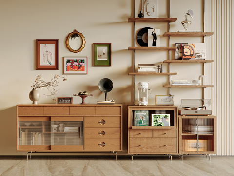 Decorative Cabinet with Antique Storage Rack