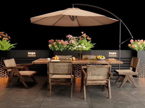 Modern Outdoor Table and Chair Sunshade