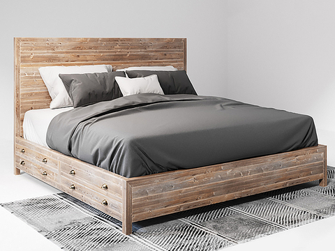 Log Style Double Bed