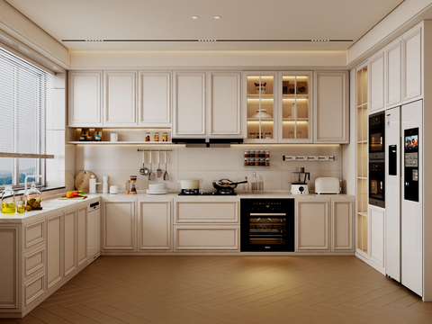 Cream style kitchen cabinet