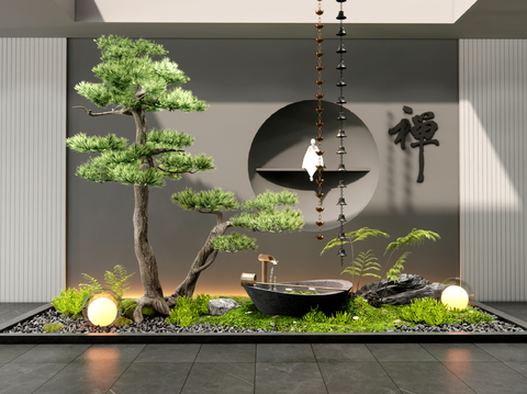 New Chinese interior landscape landscaping courtyard sketch