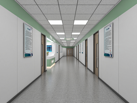 Modern hospital aisle corridor