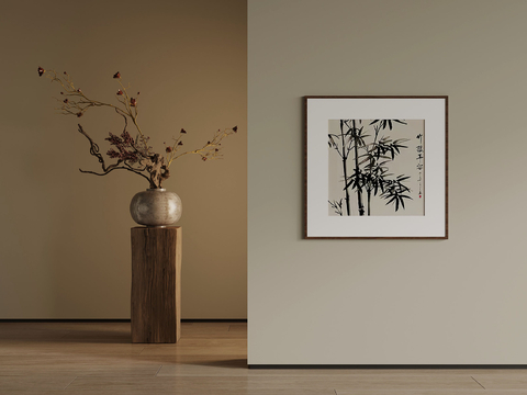 New Chinese Hanging Painting Potted Dried Flowers