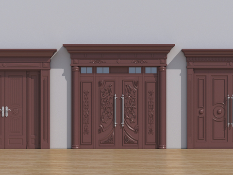 European-style Wooden Door Villa Door Double Open Door