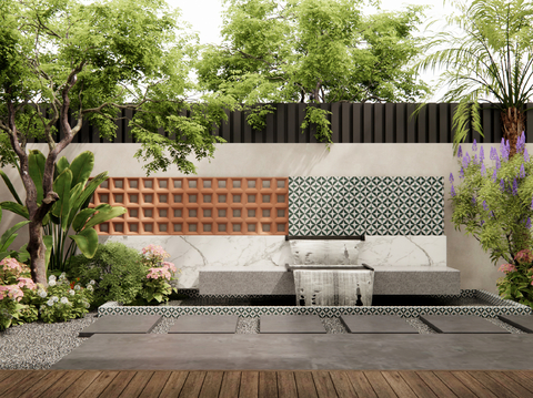 Modern courtyard waterscape flowing water landscape wall water bowl