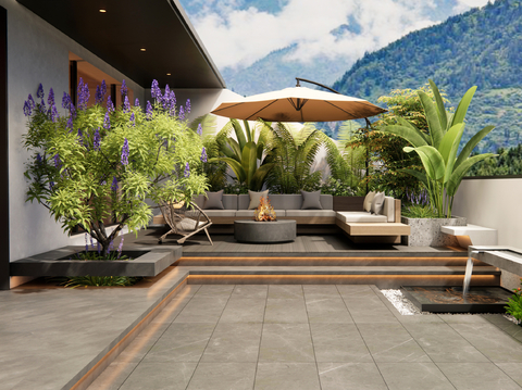 Modern Roof Garden Courtyard View