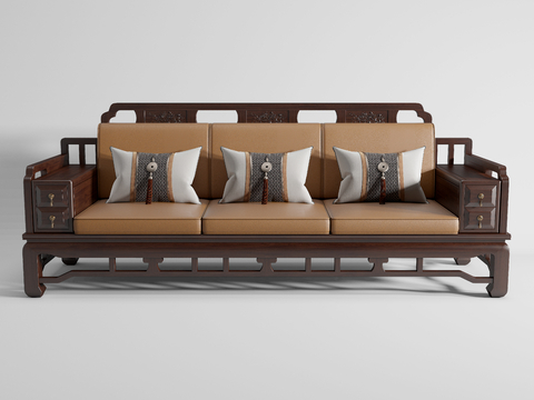 Chinese-style three-person sofa mahogany sofa