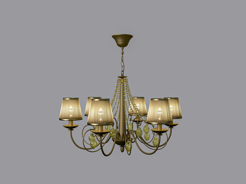 European-style copper yellow crystal chandelier six-head chandelier