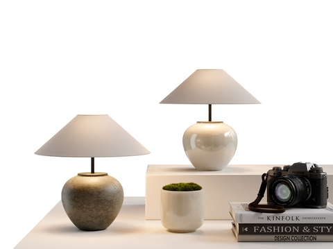 Neo-Chinese Style Table Lamp Ceramic Pot Table Lamp