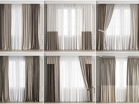 Cream Style curtain milk tea color curtain gauze curtain