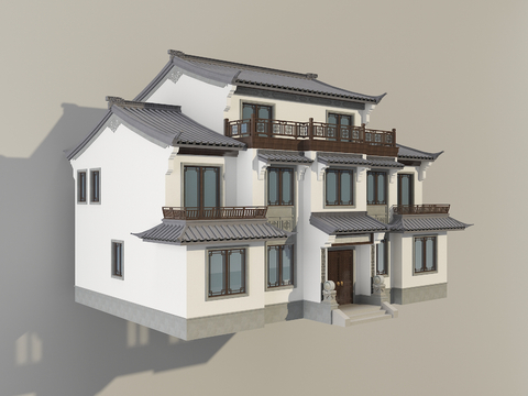 Chinese style single-family villa three-story villa appearance