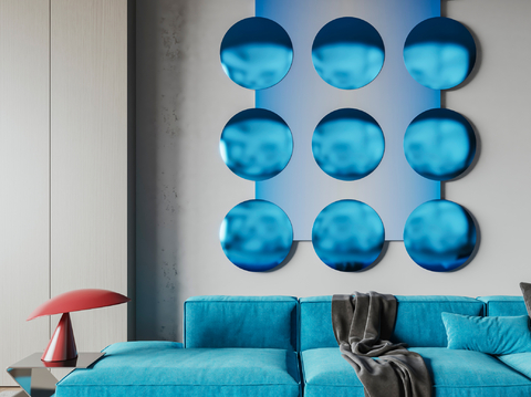 Blue decorative round wall decoration three-dimensional wall decoration