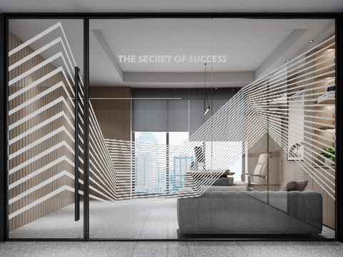 Modern Office Door Art Glass Partition