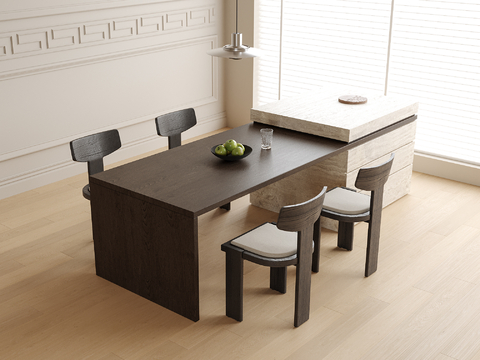 Island Dining Table and Chair Solid Wood Dining Table