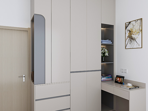 Modern Wardrobe Desk Integrated Cabinet