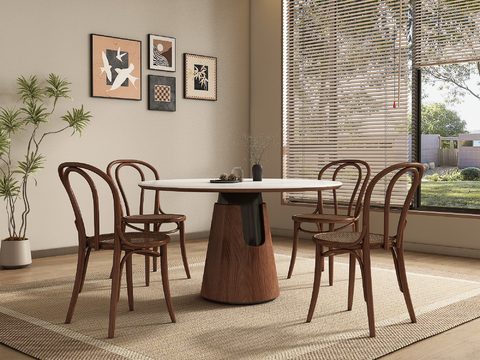 Middle style dining table and chair round dining table