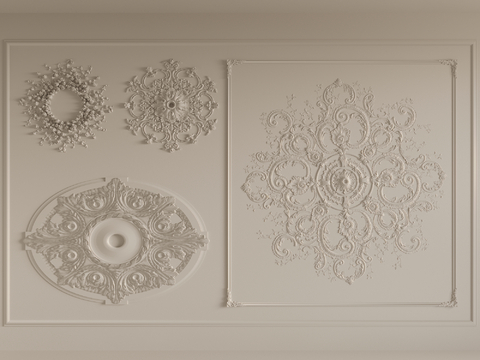 French Craving lamp panel plaster components