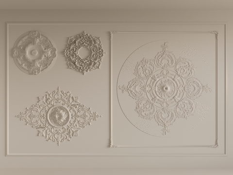 French Craving lamp panel plaster components