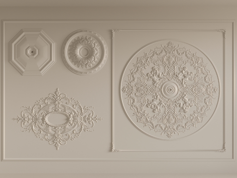 French Craving lamp panel plaster components