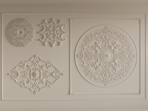 French Craving lamp panel plaster components