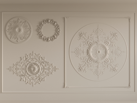 French Craving lamp panel plaster components