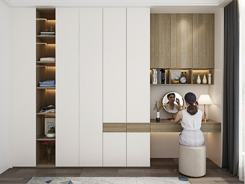 Modern wardrobe dresser integrated cabinet