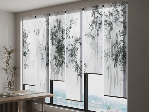 New Chinese Curtain Gauze Curtain Ink Curtain