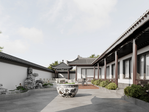 New Chinese Courtyard Garden Landscape