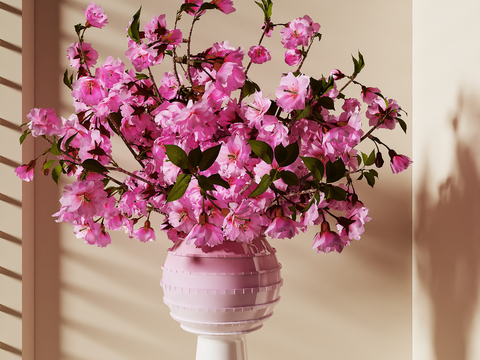 Modern vase floral arrangement cherry blossom