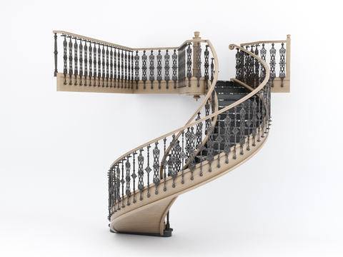 American-style spiral staircase metal staircase solid wood staircase