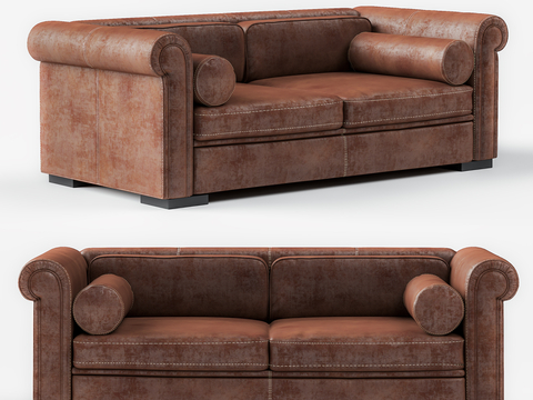 Leather sofa double sofa