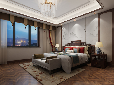 New Chinese-style master bedroom